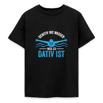 Genitiv ins Wasser - Teenager T-Shirt - Schwarz - Vorne - AI Model Teenager Male light (155cm)