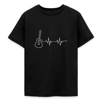Gitarre Heartbeat Line Music Lover Geschenk - Teenager T-Shirt - Schwarz - Vorne - AI Model Teenager Male light (155cm)