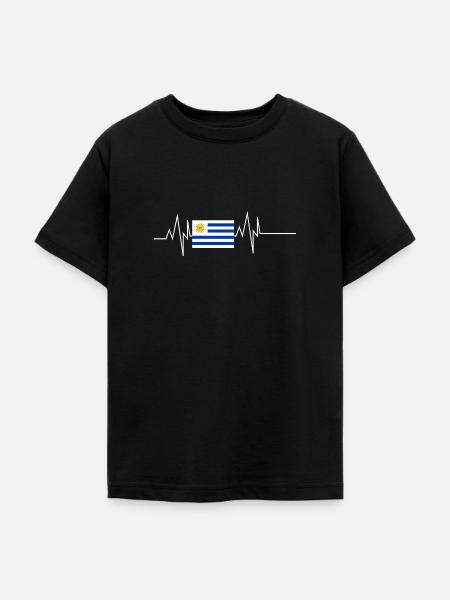 Uruguay Flagge Herzschlag - Teenager T-Shirt - Schwarz