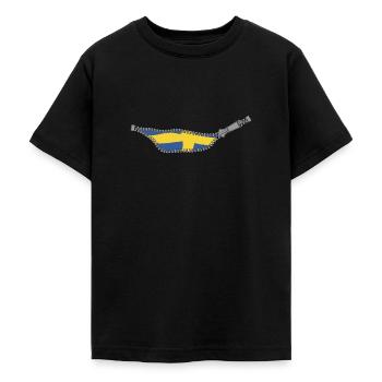 inside a Swede - zipper Reißverschluss - Teenager T-Shirt - Schwarz - Vorne - AI Model Teenager Male light (155cm)