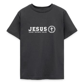 Jesus The Way The Truth The Life - 1 Cross 3 - Teenage T-Shirt - dark grey - Front - AI Model Teenager Male light (155cm)
