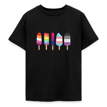 LGBT Ice Rainbow Flag Equality - Teenage T-Shirt - black - Front - AI Model Teenager Male light (155cm)