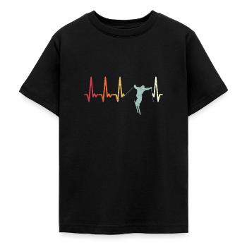 Retro Skifahrer Herzschlag Ski Rhythmus Skifahren - Teenager T-Shirt - Schwarz - Vorne - AI Model Teenager Male light (155cm)