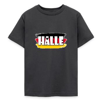 Hall, Ville, Allemagne, Drapeau - T-shirt Ado - charbon - Devant - AI Model Teenager Male light (155cm)