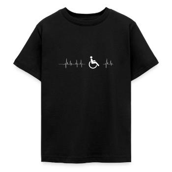 rollstuhl rolli rollstuhlfahrer frequenz puls - Teenager T-Shirt - Schwarz - Vorne - AI Model Teenager Male light (155cm)