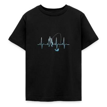 Angeln Herzschlag - Teenager T-Shirt - Schwarz - Vorne - AI Model Teenager Male light (155cm)
