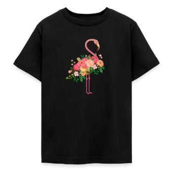 Fleurs de flamant rose - T-shirt Ado - noir - Devant - AI Model Teenager Male light (155cm)