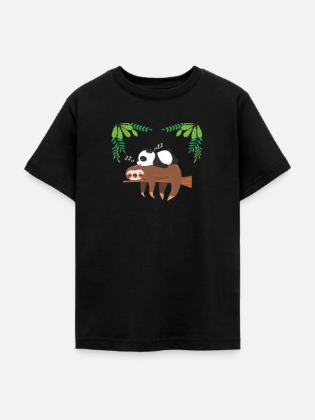 Faultier Panda Langschläfer - Teenager T-Shirt - Schwarz