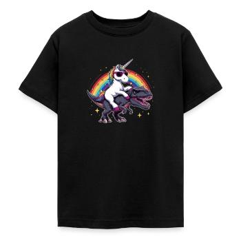 Einhorn-Dinosaurier-T-Rex-Geschenk für Mädchenspaß - Teenager T-Shirt - Schwarz - Vorne - AI Model Teenager Male light (155cm)
