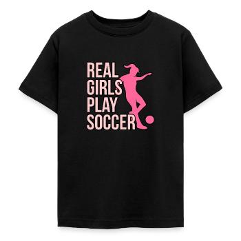 Echte Mädchen Spielen Fußball - Teenager T-Shirt - Schwarz - Vorne - AI Model Teenager Male light (155cm)