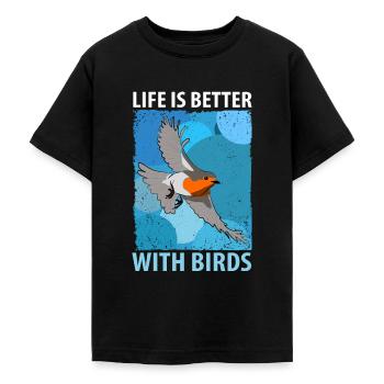Bird Watching Birds Watching Birding Bird - Teenage T-Shirt - black - Front - AI Model Teenager Male light (155cm)