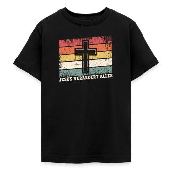 Jesus Christus - Christliches Shirt - Christliche - Teenager T-Shirt - Schwarz - Vorne - AI Model Teenager Male light (155cm)