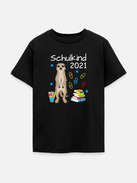 Schulkind 2021 Erdmännchen Einschulung Schulbeginn - Teenager T-Shirt - Schwarz
