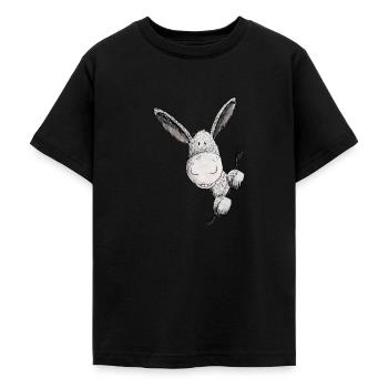 Happy Esel I Eselchen I Tiermotiv - Teenager T-Shirt - Schwarz - Vorne - AI Model Teenager Male light (155cm)