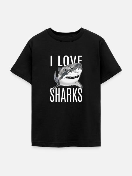 Ich liebe Haie - Teenager T-Shirt - Schwarz