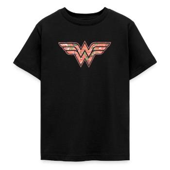 DC Comics Wonder Woman Classic Logo Roses - Teenage T-Shirt - black - Front - AI Model Teenager Male light (155cm)