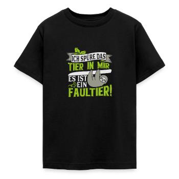 Ich spüre das Tier in mir. Es ist ein Faultier! - Teenager T-Shirt - Schwarz - Vorne - AI Model Teenager Male light (155cm)