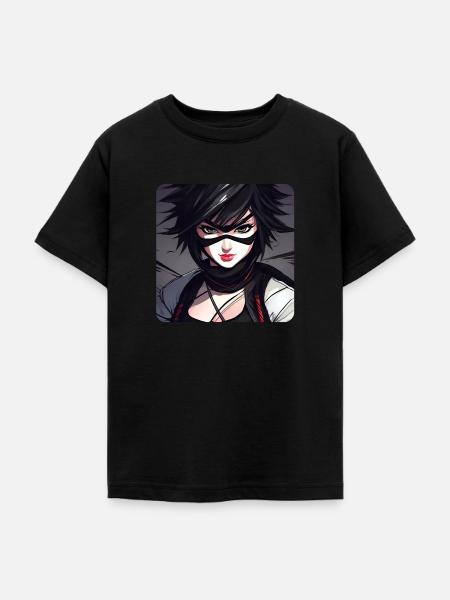 Anime Ninja Mädchen - Teenager T-Shirt - Schwarz