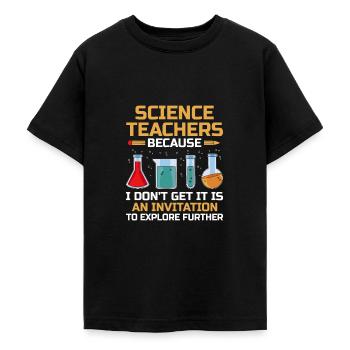Professeur de sciences Professeur d’école Biologie Chimie P - T-shirt Ado - noir - Devant - AI Model Teenager Male light (155cm)