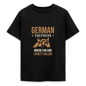 Berger Allemand Où La Fourrure Et La Loyauté Chien Entrent En Collision - T-shirt Ado - noir - Devant - AI Model Teenager Male light (155cm)