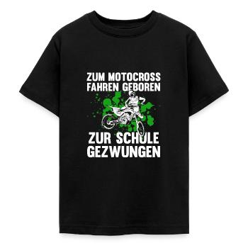 Motocross Fahren zur Schule Gezwungen Biker - Teenager T-Shirt - Schwarz - Vorne - AI Model Teenager Male light (155cm)