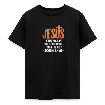 Jesus - T-shirt tonåring - svart - Fram - AI Model Teenager Male light (155cm)