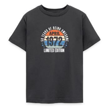 April 1972 - Teenager T-Shirt - Dunkelgrau - Vorne - AI Model Teenager Male light (155cm)