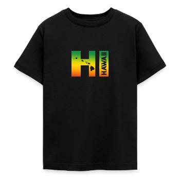 Hawaï - T-shirt Ado - noir - Devant - AI Model Teenager Male light (155cm)