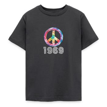 Hippie 1969 - T-shirt Ado - charbon - Devant - AI Model Teenager Male light (155cm)