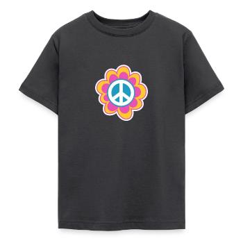 Hippie Peace Flower Power Amour Paix Cadeau - T-shirt Ado - charbon - Devant - AI Model Teenager Male light (155cm)