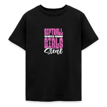 Softball - Teenager T-Shirt - Schwarz - Vorne - AI Model Teenager Male light (155cm)