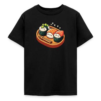 Sushi Food Japon Nigiri Cadeau - T-shirt Ado - noir - Devant - AI Model Teenager Male light (155cm)