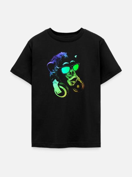 Affe DJ - Teenager T-Shirt - Schwarz