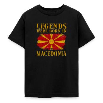Vintage Design Macedonian Flag Macedonia - Teenager T-Shirt - Schwarz - Vorne - AI Model Teenager Male light (155cm)