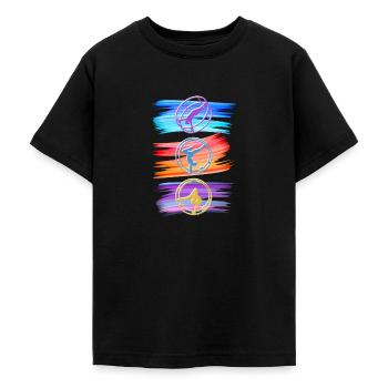 Farbenfrohes Rhönrad mit Rhönradturnerin - Teenager T-Shirt - Schwarz - Vorne - AI Model Teenager Male light (155cm)