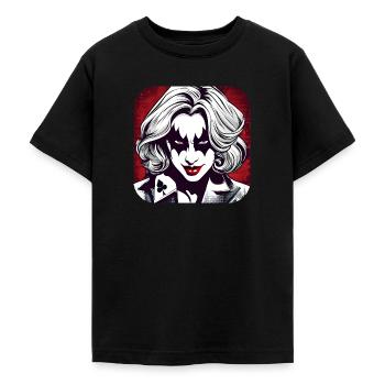Cool Harlequin Poker Gothic Girl - Teenage T-Shirt - black - Front - AI Model Teenager Male light (155cm)