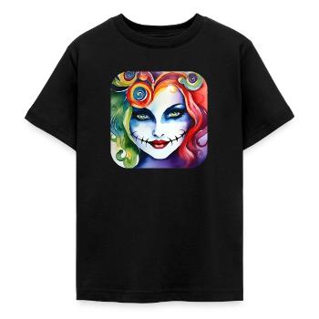 Cool Harlequin Gothic Girl - Teenage T-Shirt - black - Front - AI Model Teenager Male light (155cm)