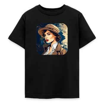 Geheimnisvollers Girl im Viktorianischen Style - Teenager T-Shirt - Schwarz - Vorne - AI Model Teenager Male light (155cm)