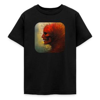 Gloomy Horror Women Face - Teenage T-Shirt - black - Front - AI Model Teenager Male light (155cm)