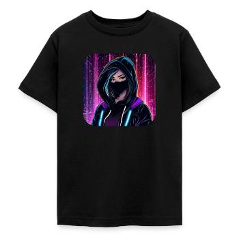 Cooles Cyberpunk Girl VIII - Teenager T-Shirt - Schwarz - Vorne - AI Model Teenager Male light (155cm)
