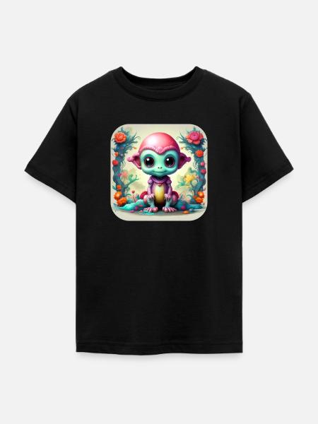 Niedlicher Sciencefiction Alien - Teenager T-Shirt - Schwarz