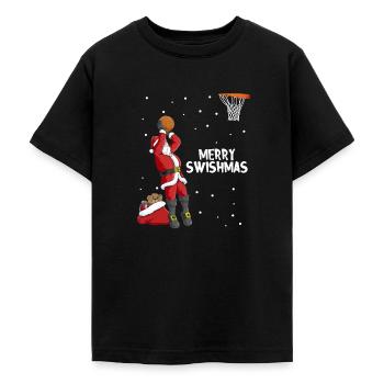 Merry Swishmas Weihnachtsmann Basketball - Teenager T-Shirt - Schwarz - Vorne - AI Model Teenager Male light (155cm)