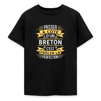 Breton Parfait Idée Cadeau Humour Bretagne - T-shirt Ado - noir - Devant - AI Model Teenager Male light (155cm)