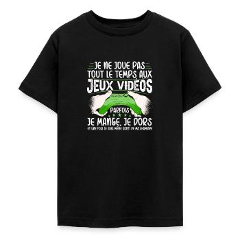 Gamer Idée Cadeau Jeux Vidéo Humour Ado Geek - T-shirt Ado - noir - Devant - AI Model Teenager Male light (155cm)