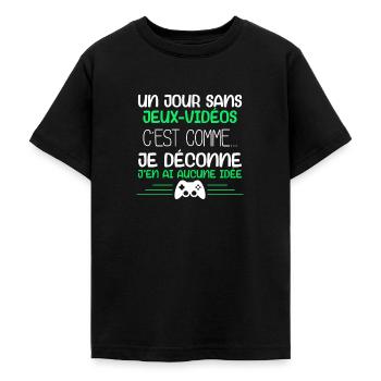 Un Jour Sans Jeux Vidéos Humour Ado Gamer - T-shirt Ado - noir - Devant - AI Model Teenager Male light (155cm)