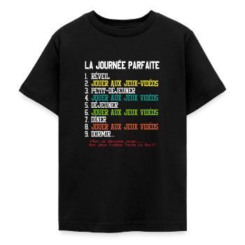Cadeau Geek Gamer Ado La Journée Parfaite Humour - T-shirt Ado - noir - Devant - AI Model Teenager Male light (155cm)