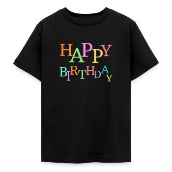 Happy birthday. - T-shirt Ado - noir - Devant - AI Model Teenager Male light (155cm)