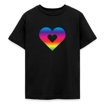 Rainbow Heart Homosexuality LGBT Love - Teenage T-Shirt - black - Front - AI Model Teenager Male light (155cm)