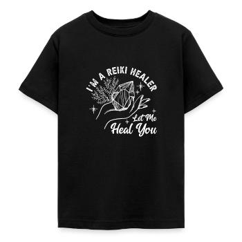 Médecine Reiki Guérisseur Énergie Positive - T-shirt Ado - noir - Devant - AI Model Teenager Male light (155cm)