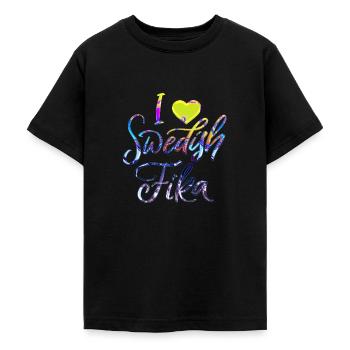 Sweden Sweden Viking Norden Scandinavia fika - Teenage T-Shirt - black - Front - AI Model Teenager Male light (155cm)